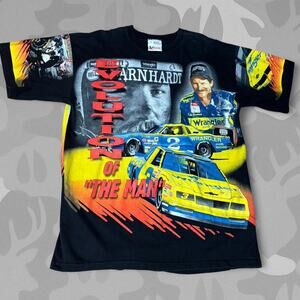 vintage 90s Dale Earnhardt "Evolution of The Man" all-over print T-shirt Size XL